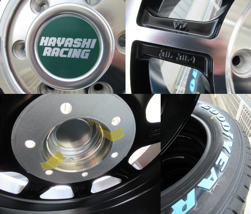 HAYASHI RACING TYPE STH 16x7 +35 6-139.7 ブラックポリッシュ GOODYEAR NASCAR 215/65R16セット 200系ハイエース ハヤシ ストリート_画像3