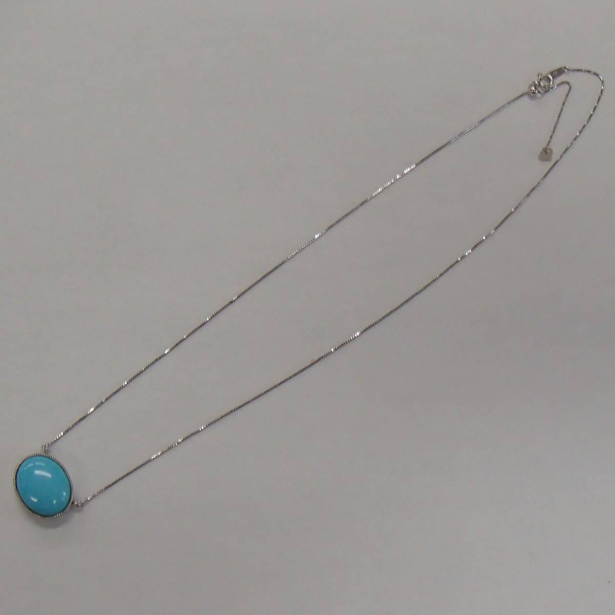 0~47. adjuster attaching K18WG turquoise necklace white gold 18 gold turquoise pendant Venetian chain 