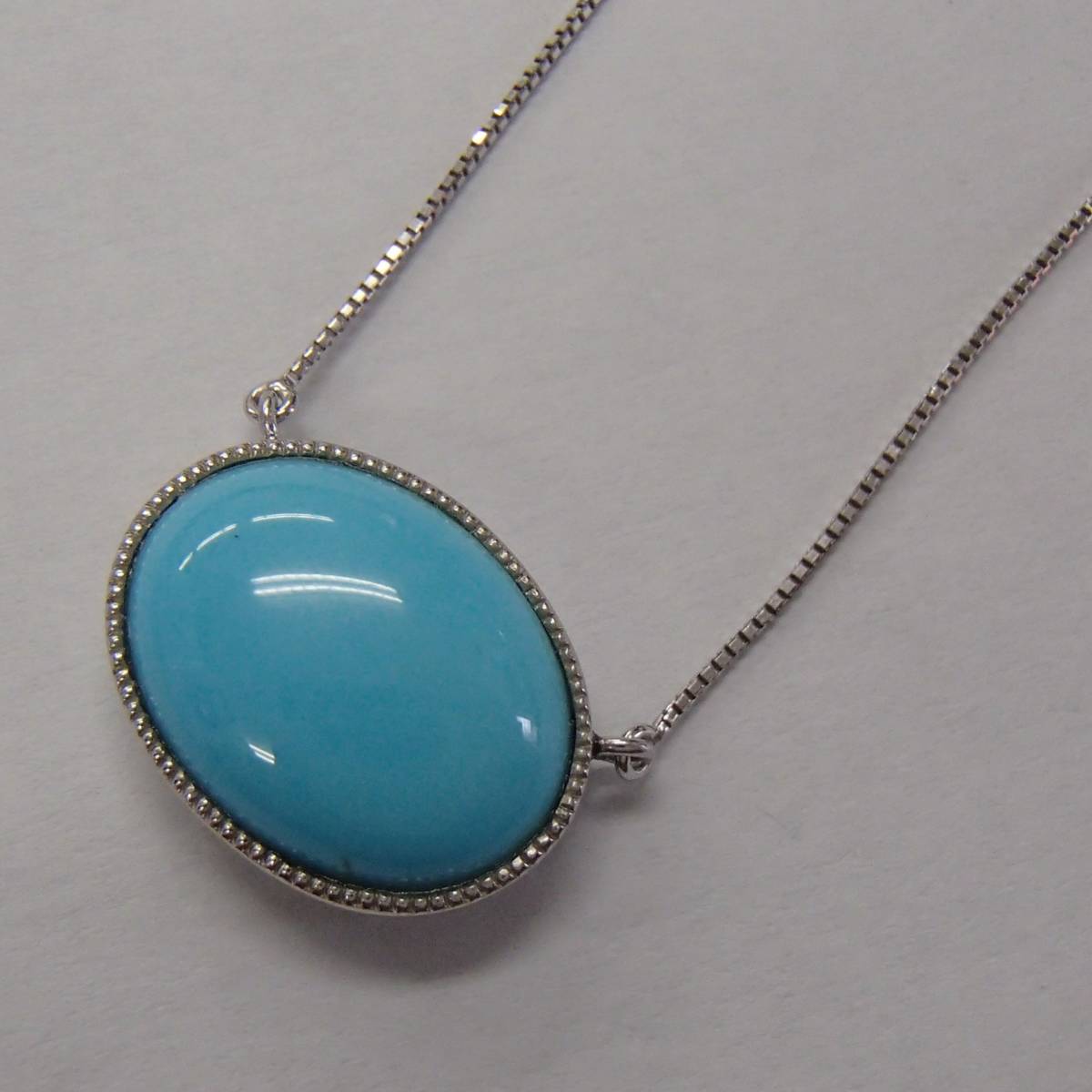 0~47. adjuster attaching K18WG turquoise necklace white gold 18 gold turquoise pendant Venetian chain 