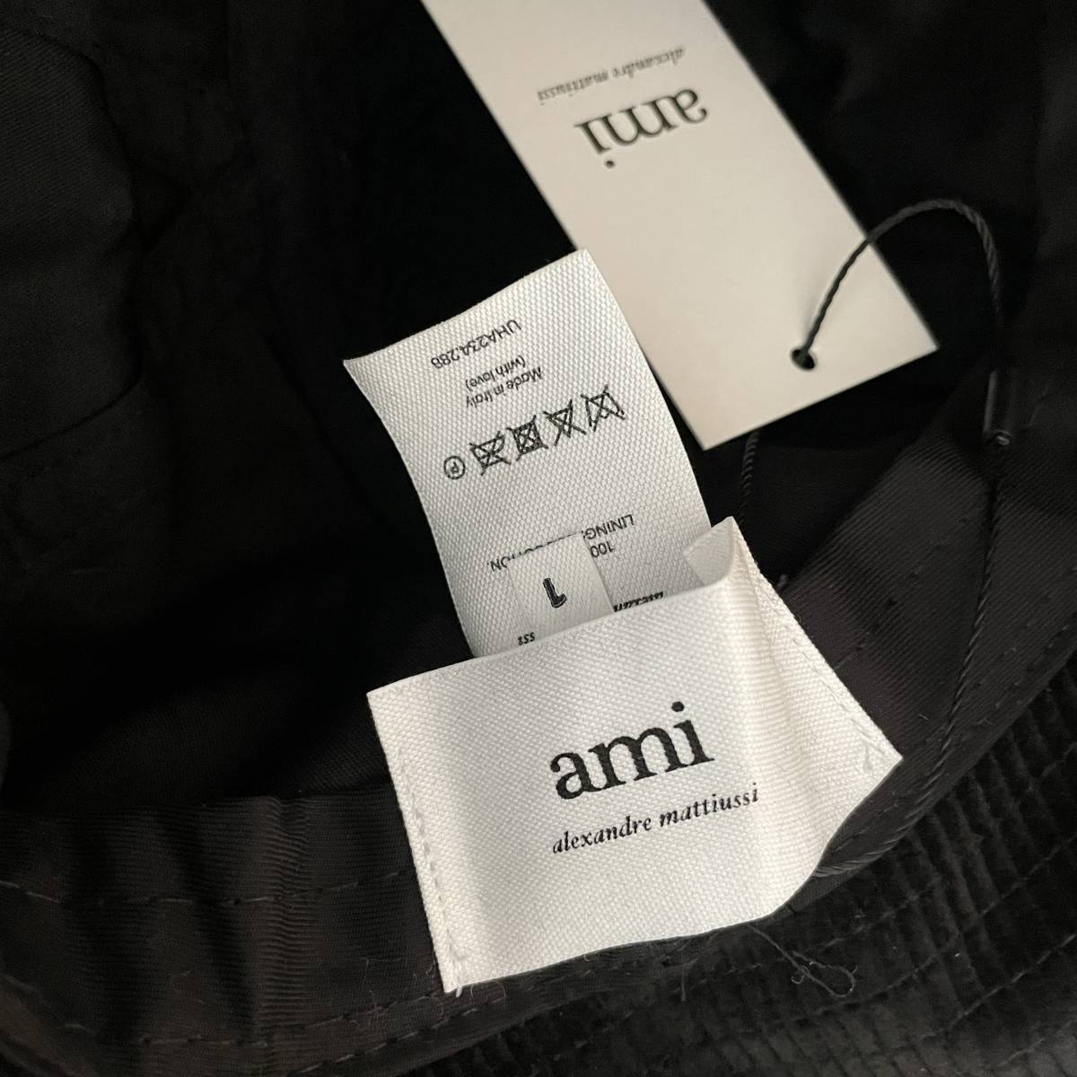 AMI PARIS アミパリス Ami de Coeur コーデュロイ バケットハット BLACK ブラック サイズ1 56cm 新品未着用