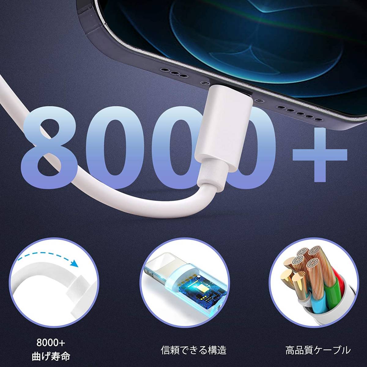【大特価】iPhone 充電ケーブル ライトニングケーブル 1M 6本セット アイフォン USB 充電コード Lightning ケーブル_画像6