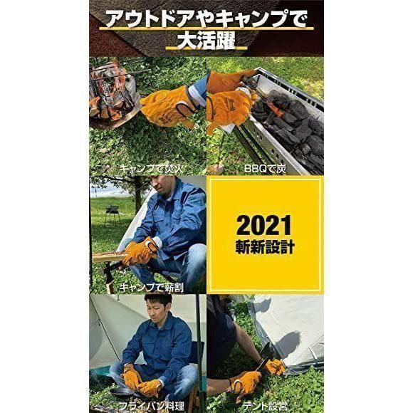 キャンプグローブ 耐熱 手袋 軍手 レザー BBQ 作業用 アウトドア用 769_画像3