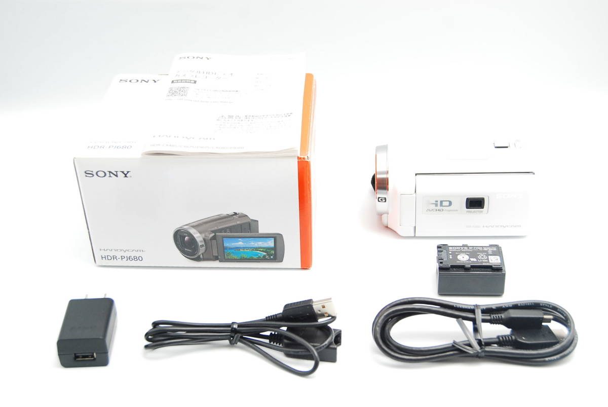 #B315 ソニー ビデオカメラ HDR-PJ680 64GB 光学30倍 ホワイト Handycam HDR-PJ680 W