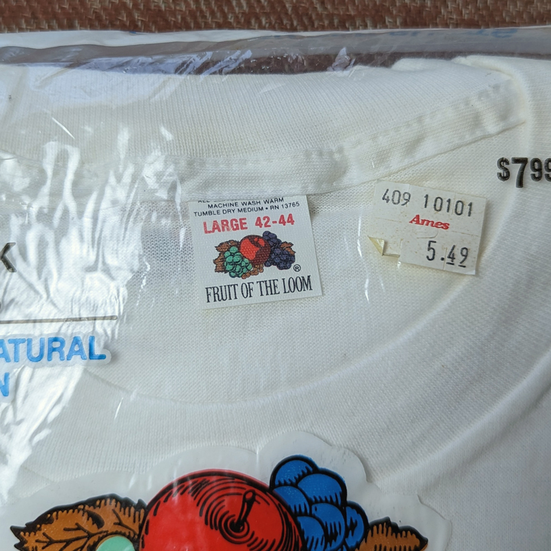 3枚 デッドストック 【FRUIT OF THE LOOM】 80s White T-Shirt / 80年代 Tシャツ L 白 1984 アメリカ製 無地 パックT ビンテージ 70s90s_画像2