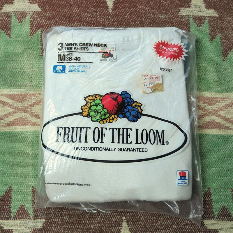 3枚 デッドストック 【FRUIT OF THE LOOM】 80s White T-Shirt / 80年代 Tシャツ M 白 1986 アメリカ製 無地 パックT ビンテージ 70s90s_画像1