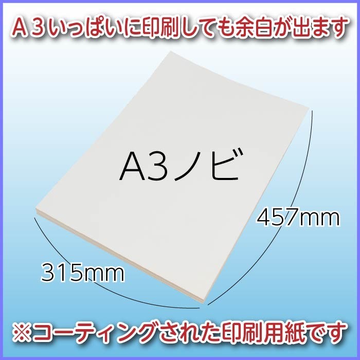 印刷用紙 トップコート 100枚 Ａ３ノビ （四六判換算110kg・菊判換算76.5kg・坪量127.9g/m2） 送料無料_画像2