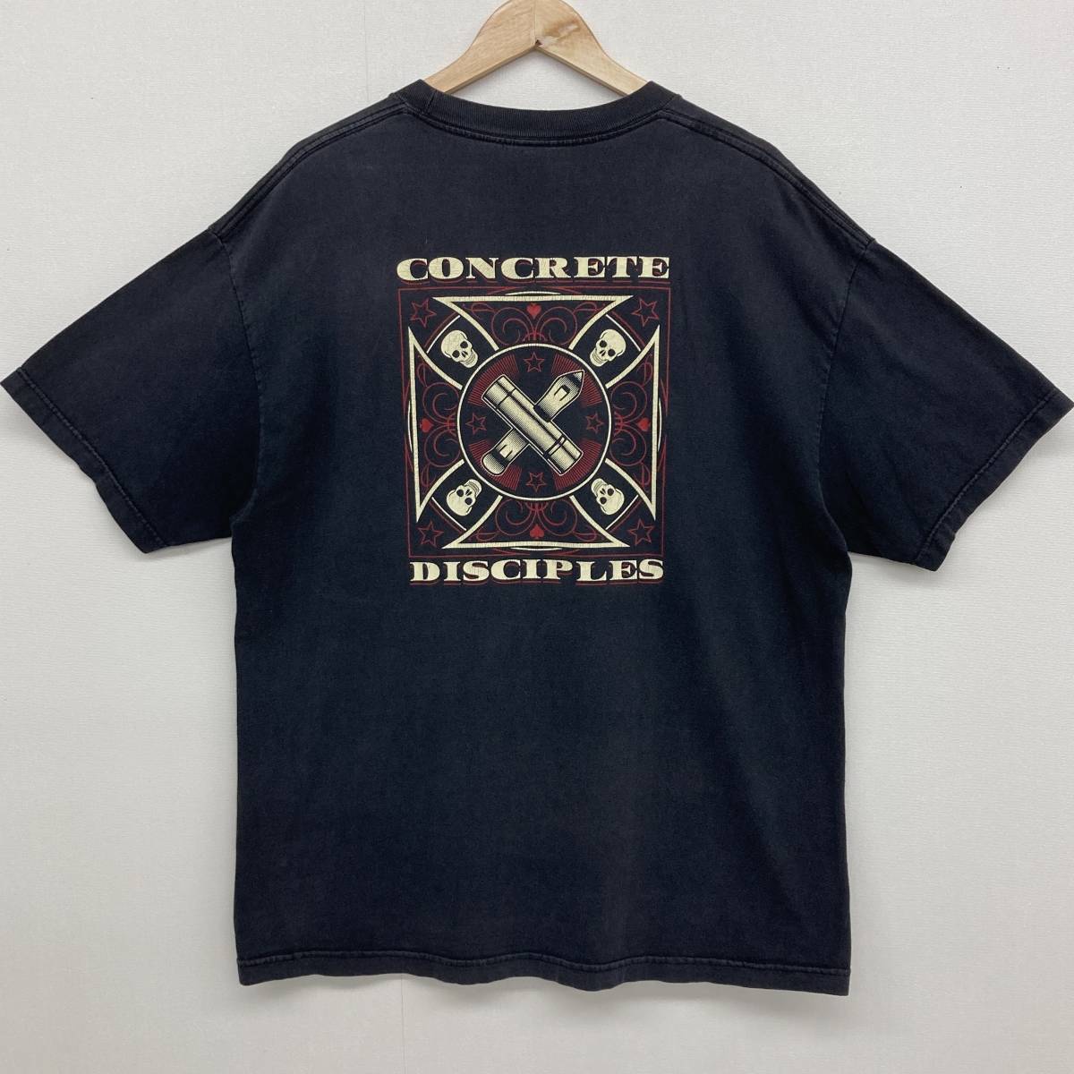 CONCRETE DISCLIPLES スケートショップ スカル アイアンクロス Tシャツ ブラック 黒 XLサイズ 半袖 Tee THRASHER SK8 スケボー ★ 1085の画像1