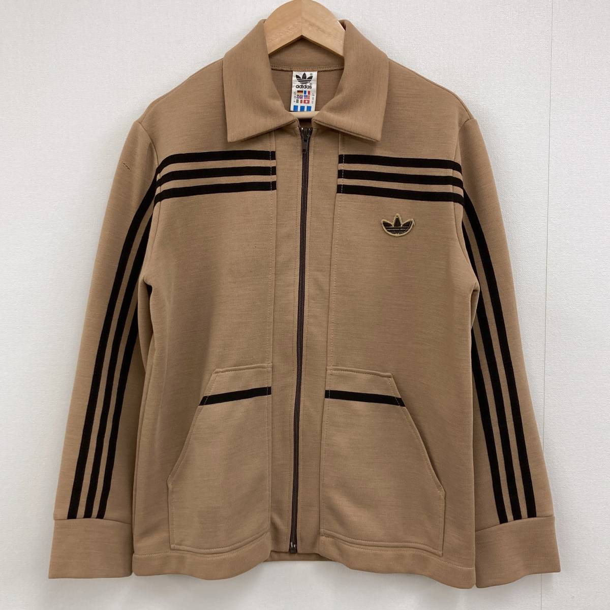 レア 西ドイツ製 adidas ガイコツジャージ ベージュ 46サイズ アディダス 60s 70s ビンテージ VINTAGE トラックジャケット 3070032_画像1