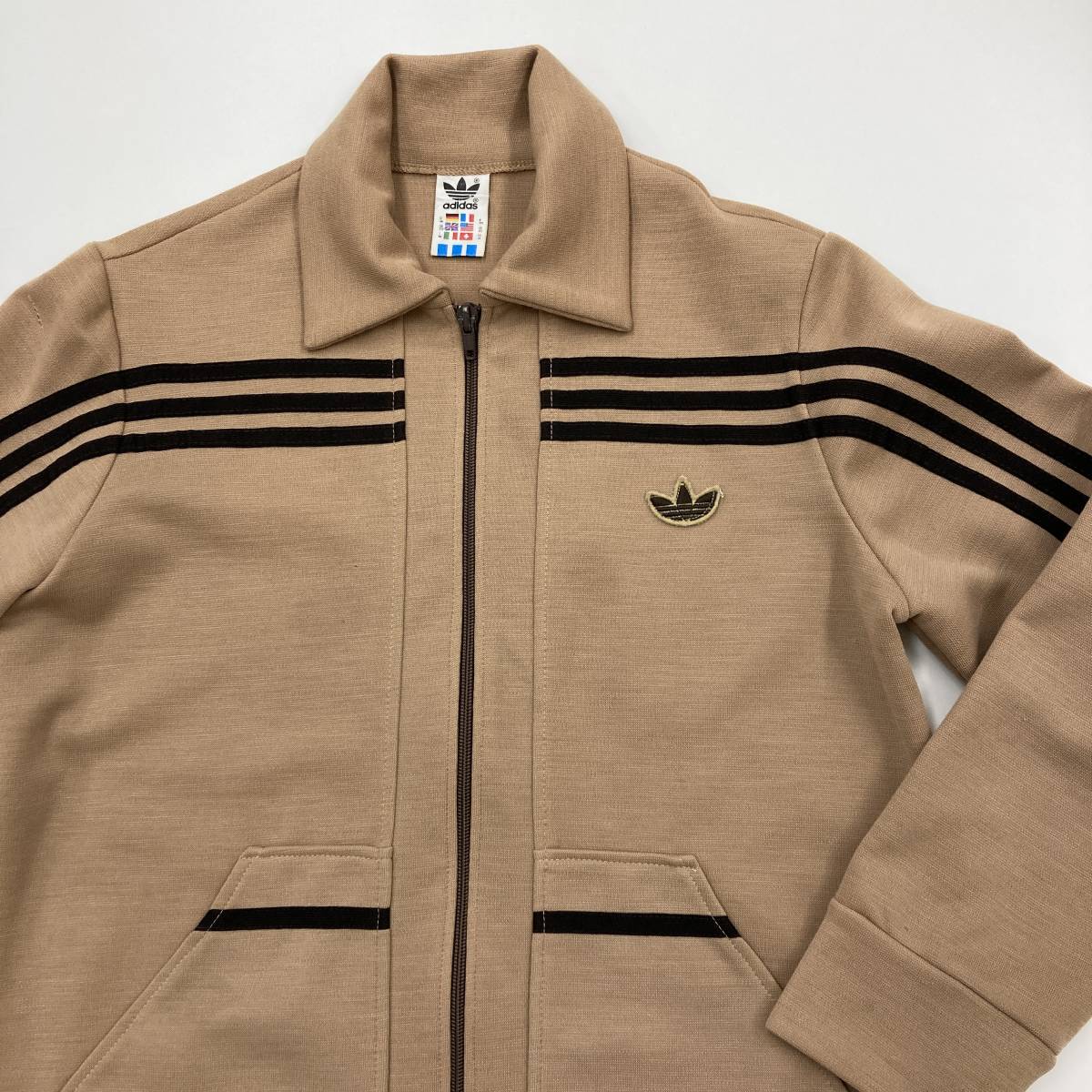 レア 西ドイツ製 adidas ガイコツジャージ ベージュ 46サイズ アディダス 60s 70s ビンテージ VINTAGE トラックジャケット 3070032_画像3