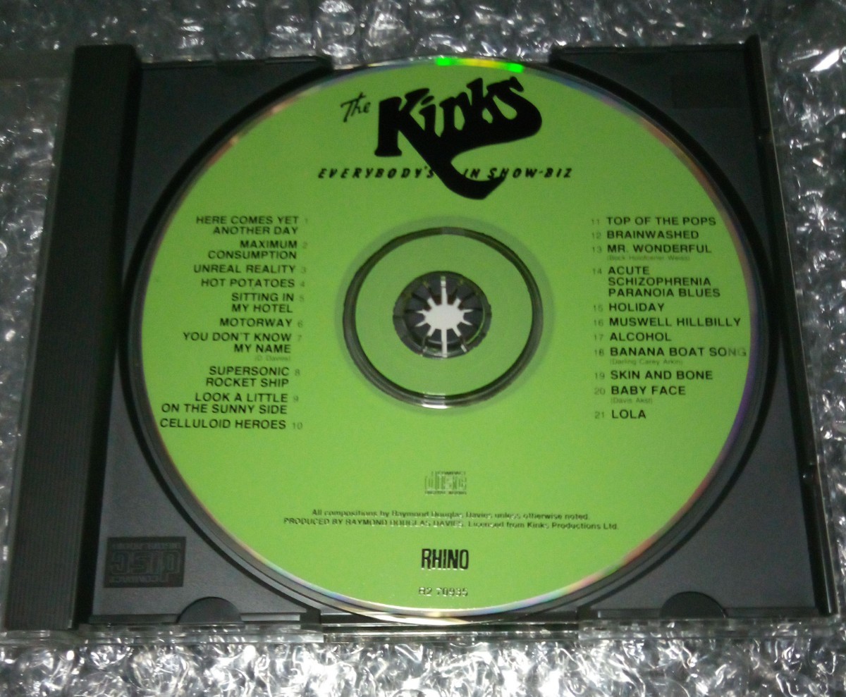 【1990年世界初CD化US盤】The Kinks☆Everybody's In Show-Biz - Everybody's A Star キンクス この世はすべてショービジネス_画像3