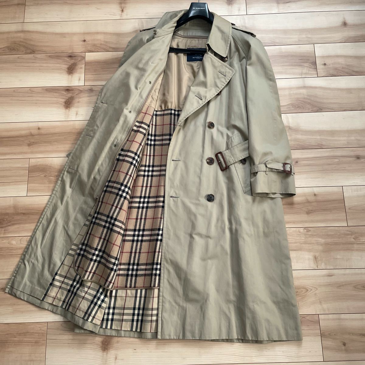 【最高級】【日本製】BURBERRY LONDON バーバリー ロンドン ノバチェック柄 カシミヤ×ウールライナー付き トレンチコート 94-175-6_画像3