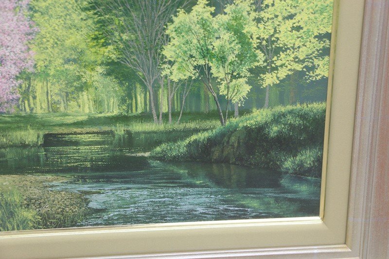 葛西俊逸 「水辺の休日」 P8 油彩 一枚の繪 絵画_画像6