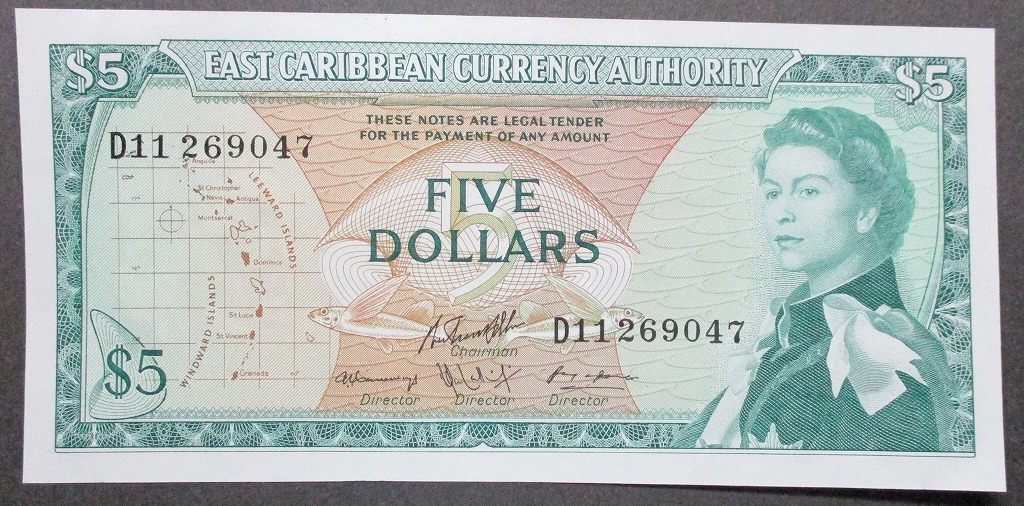 東カリブ通貨庁・1965年・5ドル紙幣