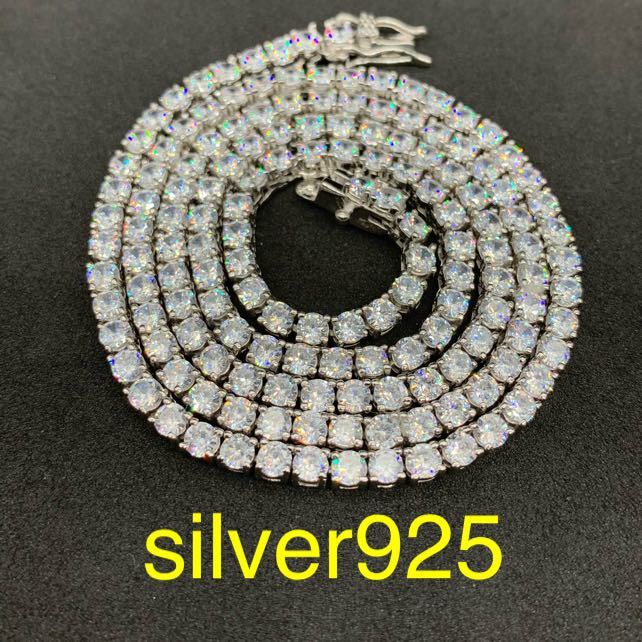 silver925 シルバー 3㎜20インチ ジルコニア ダイヤ テニスチェーンの画像1