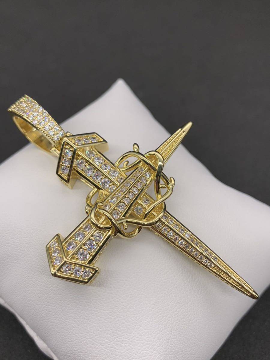 聖釘 ゴールド 十字架 ジルコニア クロス ブリンブリン ネックレス ロザリオ_画像2