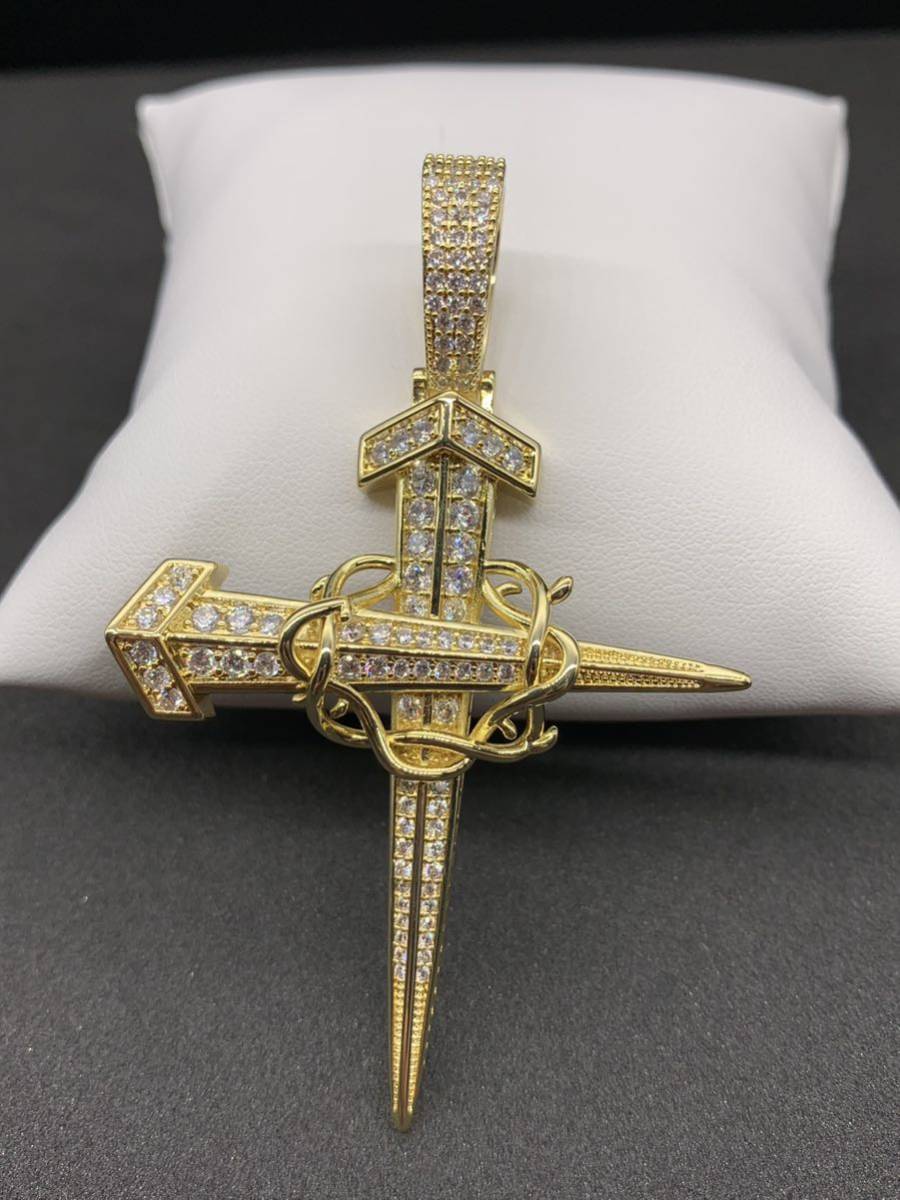 聖釘 ゴールド 十字架 ジルコニア クロス ブリンブリン ネックレス ロザリオ