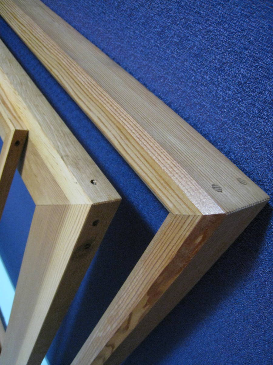 木製白木特注額　　　素材は松材　　額の大きさ約97㎝×約85.6㎝_画像5