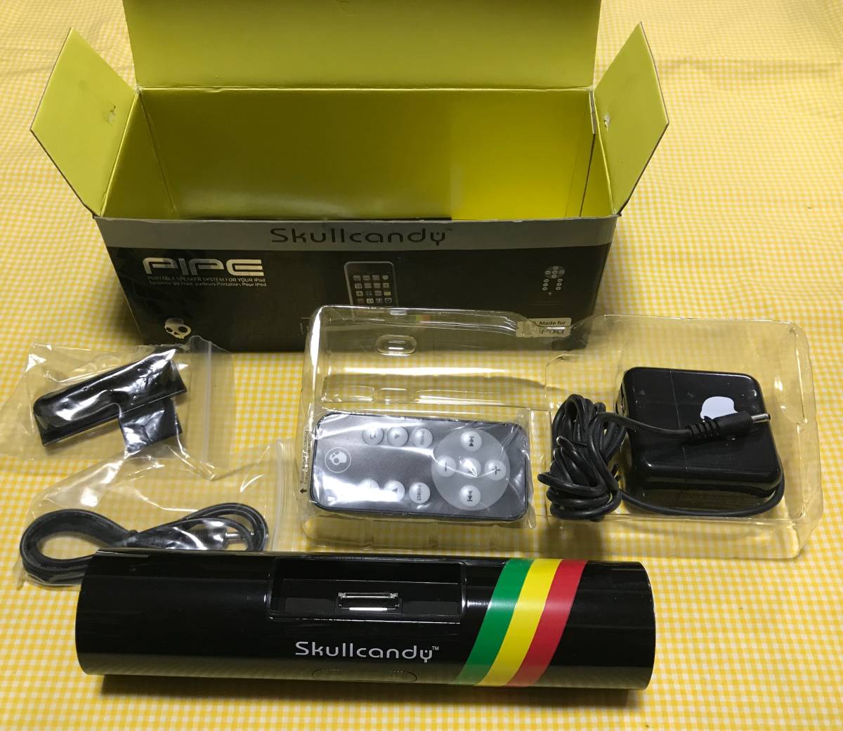 【即決】新品・未使用 SKULLCANDY PIPE BLACK/ラスタ Made for iPodアップル_画像4