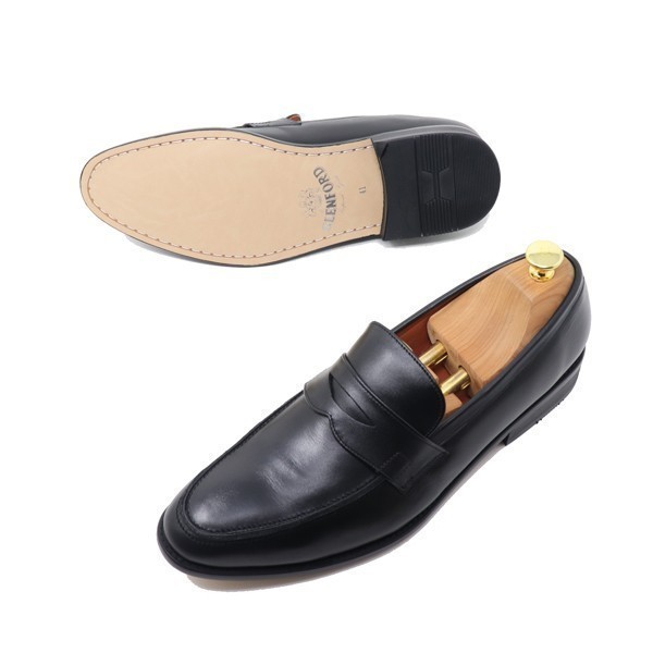 23.5cm men's hand made original leather Loafer slip-on shoes casual business shoes ma Kei made law gentleman shoes black black 3006