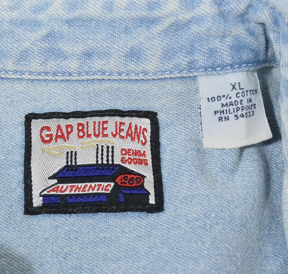 90s OLD GAP BLUE JEANS メタル釦 ビンテージ オールド デニムシャツ ワークシャツ XL 古着 レディース_画像4