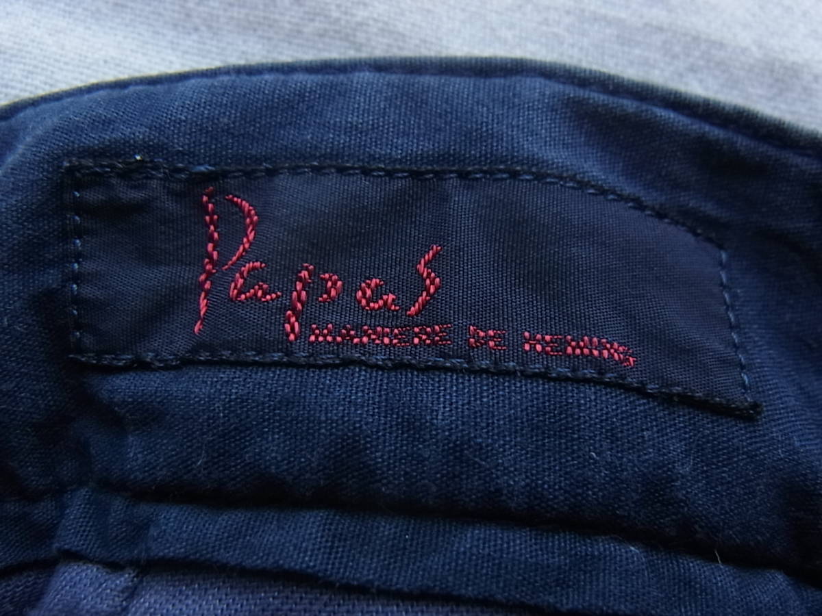 Papas  パパス  2プリーツ ストレッチコットンパンツ  サイズ 48/M 日本製 ネイビーの画像5