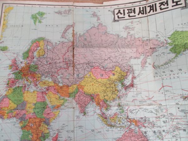 1978年　朝鮮の地図（彩色朝鮮語）108×78　大判　折目痛み有　　I 613_画像4