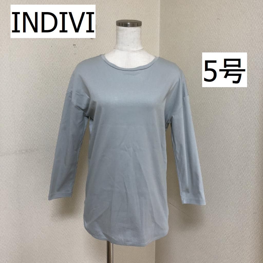 INDIVI カットソー Tシャツ 長袖 ラウンドヘム シンプル 5号 小さいサイズ 40代 50代_画像1