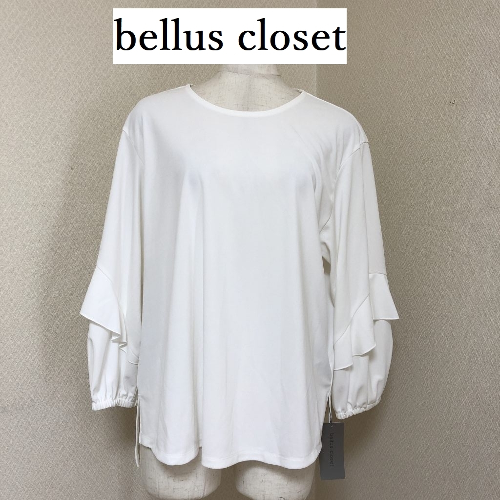 タグ付き bellus closet（ベルスクローゼット）ブラウス 長袖 プルオーバー ホワイト 38号 M