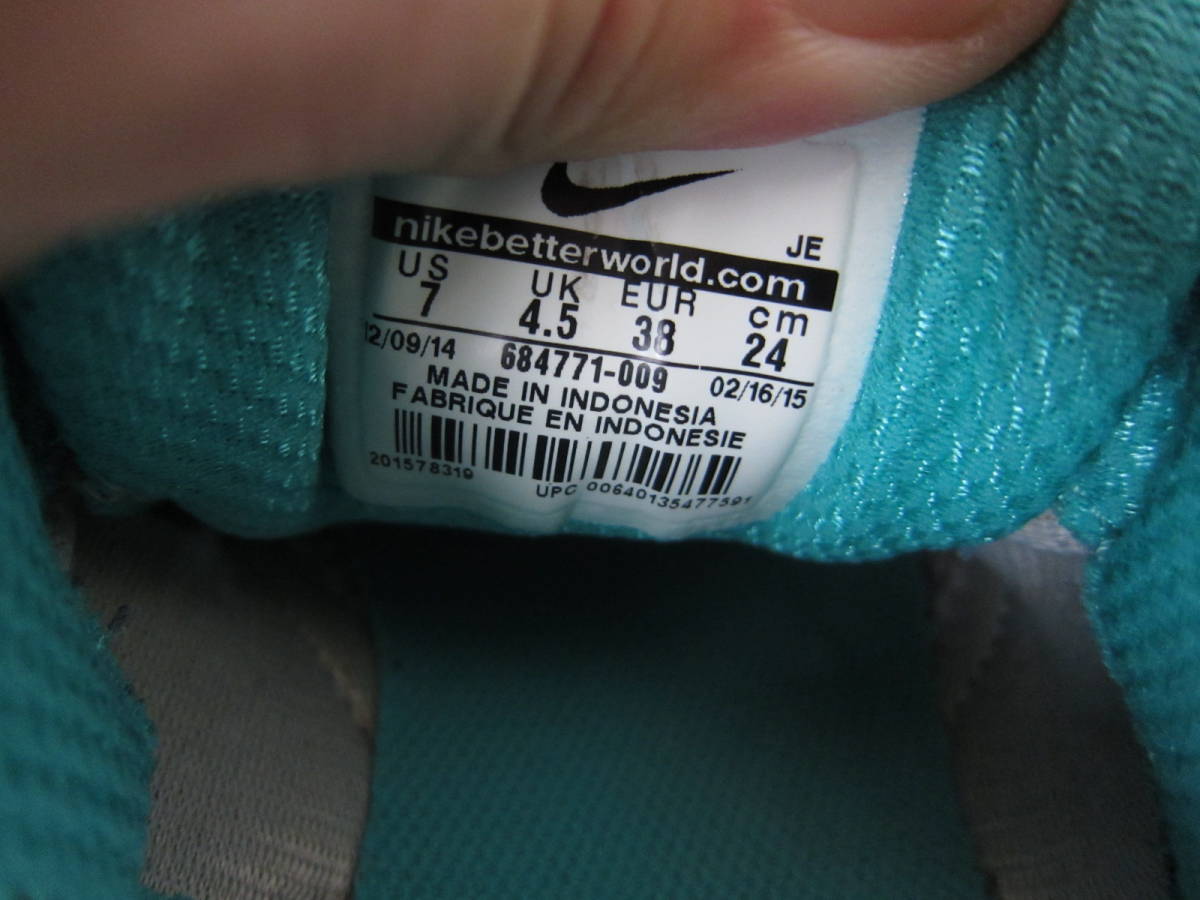 NIKE WMNS DOWNSHIFTER 6（ナイキ ダウンシフター６）（309734 051）　グレー/エメラルド　　wm24㎝ US7　　2014年製　ok2309C_画像7