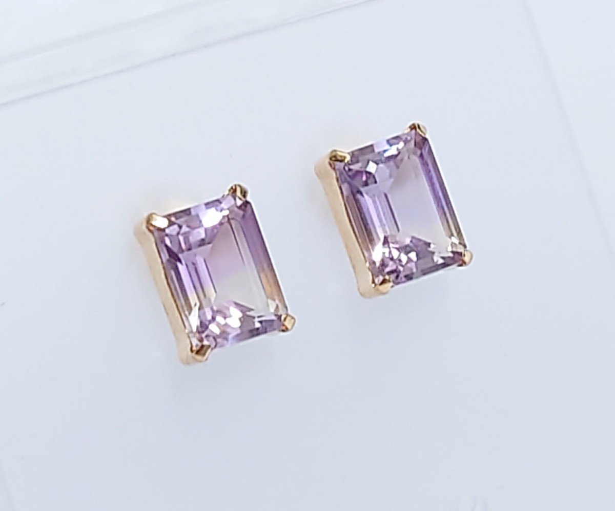 バイカラー！　アメトリン　1.80ct K18 ピアス（139737）_画像6