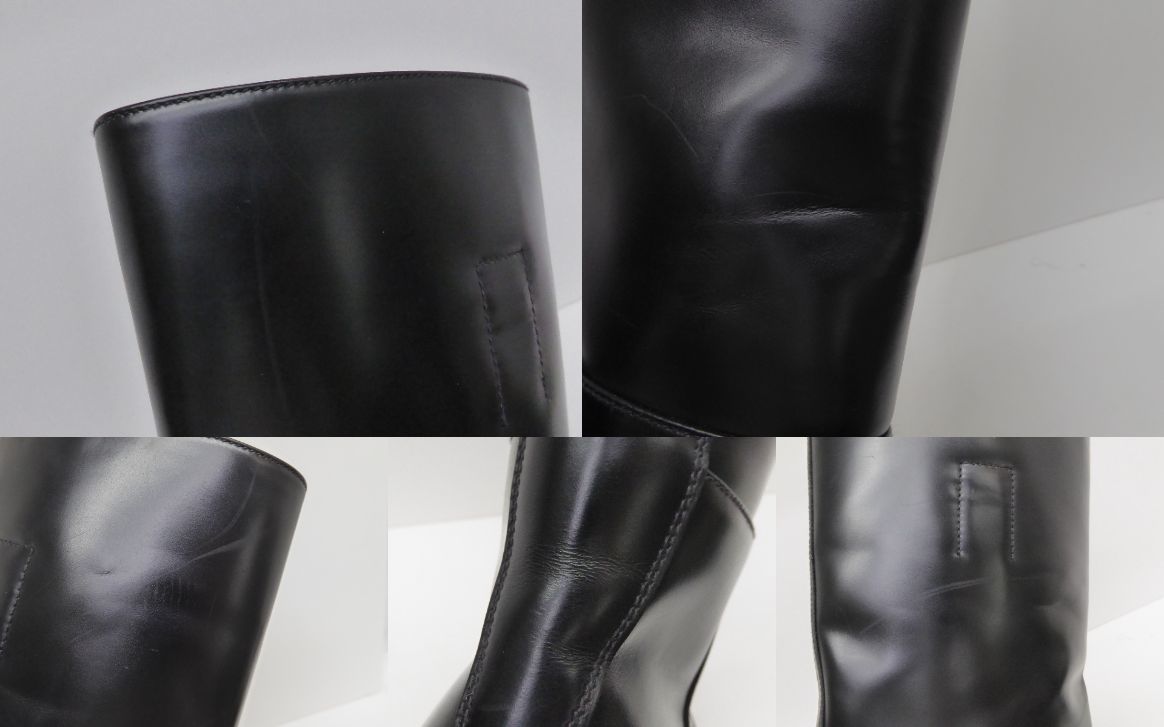 PRADA プラダ BLACK LEATHER BOOTS size:8 約26cm ブーツ 靴 △WP1731_画像10