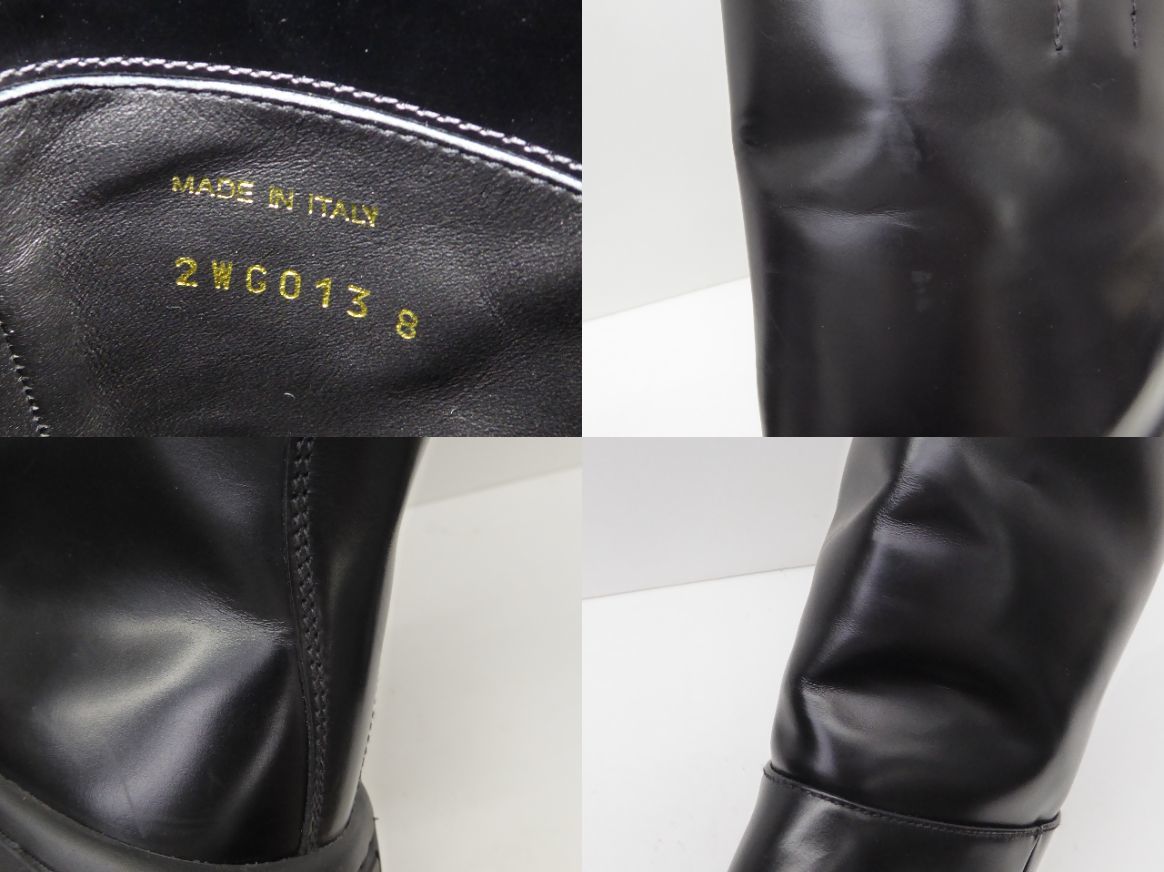 PRADA プラダ BLACK LEATHER BOOTS size:8 約26cm ブーツ 靴 △WP1731_画像9