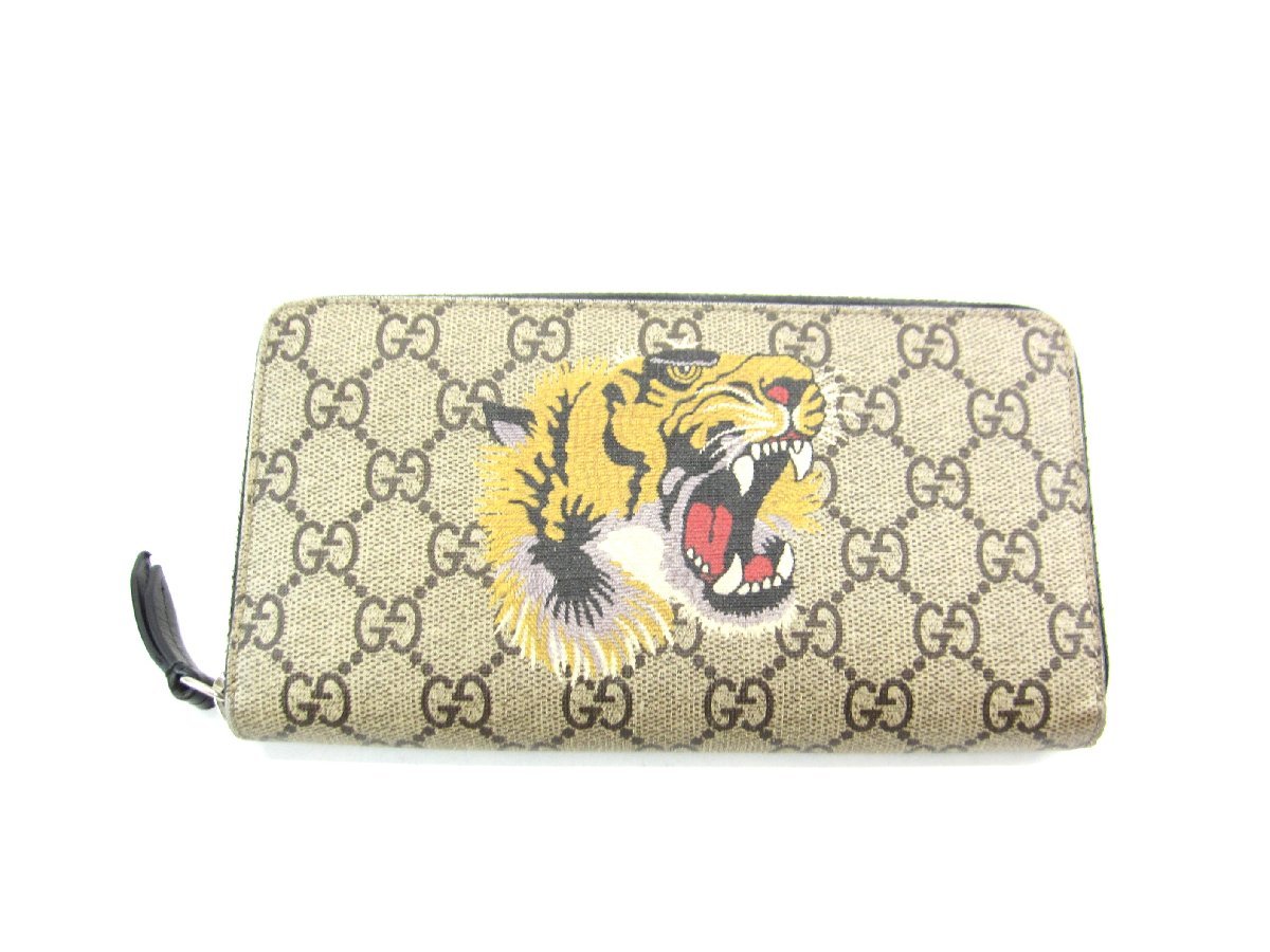 ヤフオク! - GUCCI グッチ 長財布 タイガー GGスプリーム 45...