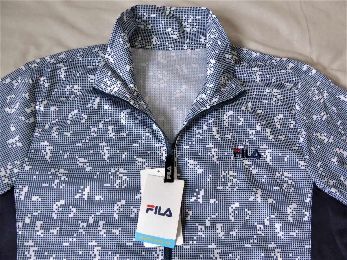 FILA フィラ 吸水速乾 DRY UVCUT ストレッチ フルジップ ジャケット LL 紺 ②の画像2