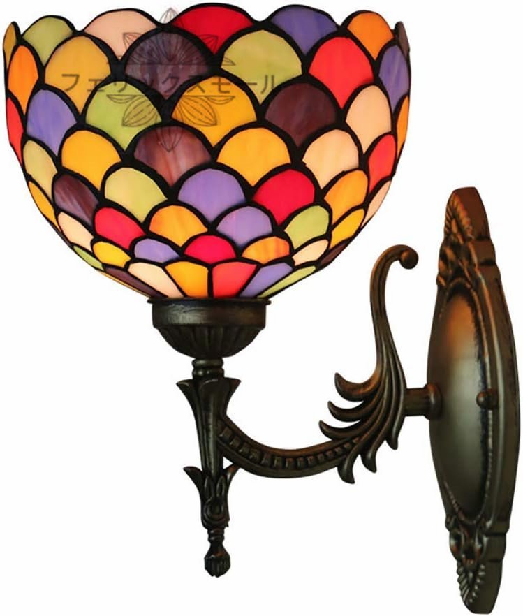 ステンドグラスランプシェード カラフルな扇形の装飾ランプ アートウォールランプ ダ