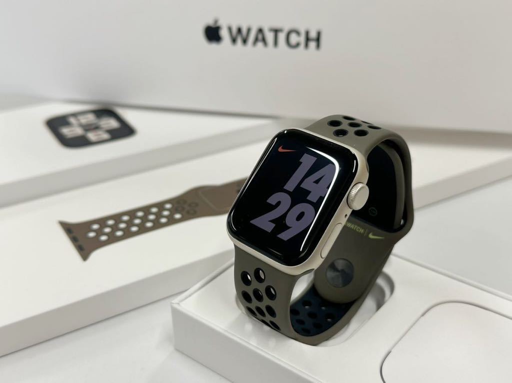 ☆即決 バッテリー100% Apple Watch SE2 40mm スターライトアルミニウム ナイキスポーツバン アップルウォッチ GPSモデル  836