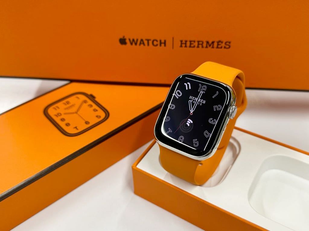 ☆即決 美品 Apple Watch series7 HERMES 45mm アップルウォッチ エルメス GPS+Cellular シルバーステンレス  シリーズ7 453
