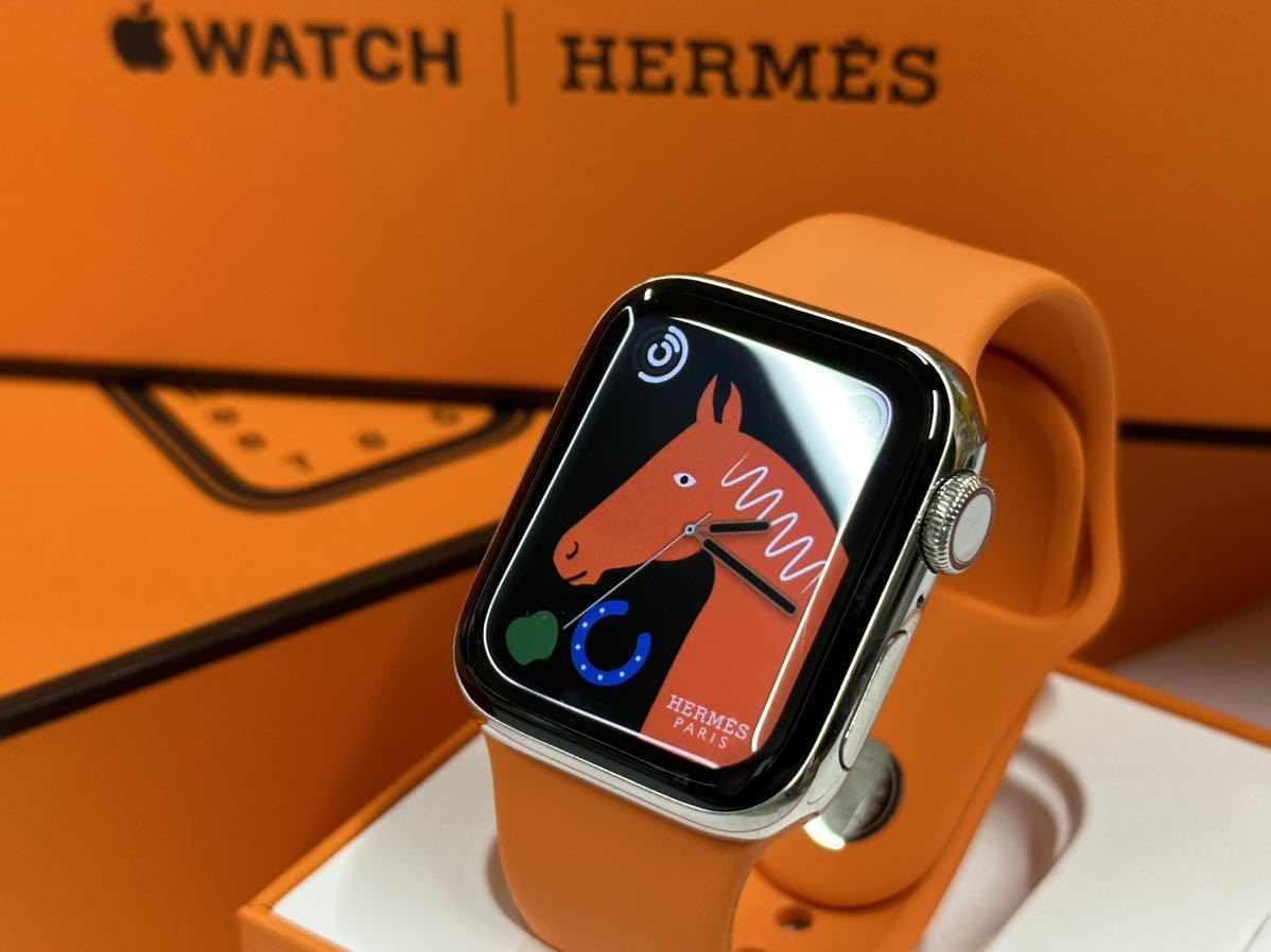 ☆即決 美品 Apple watch エルメス シリーズ5 アップルウォッチ HERMES Series5 40mm オレンジスポーツバンド  ステンレス GPS+Cellular 847