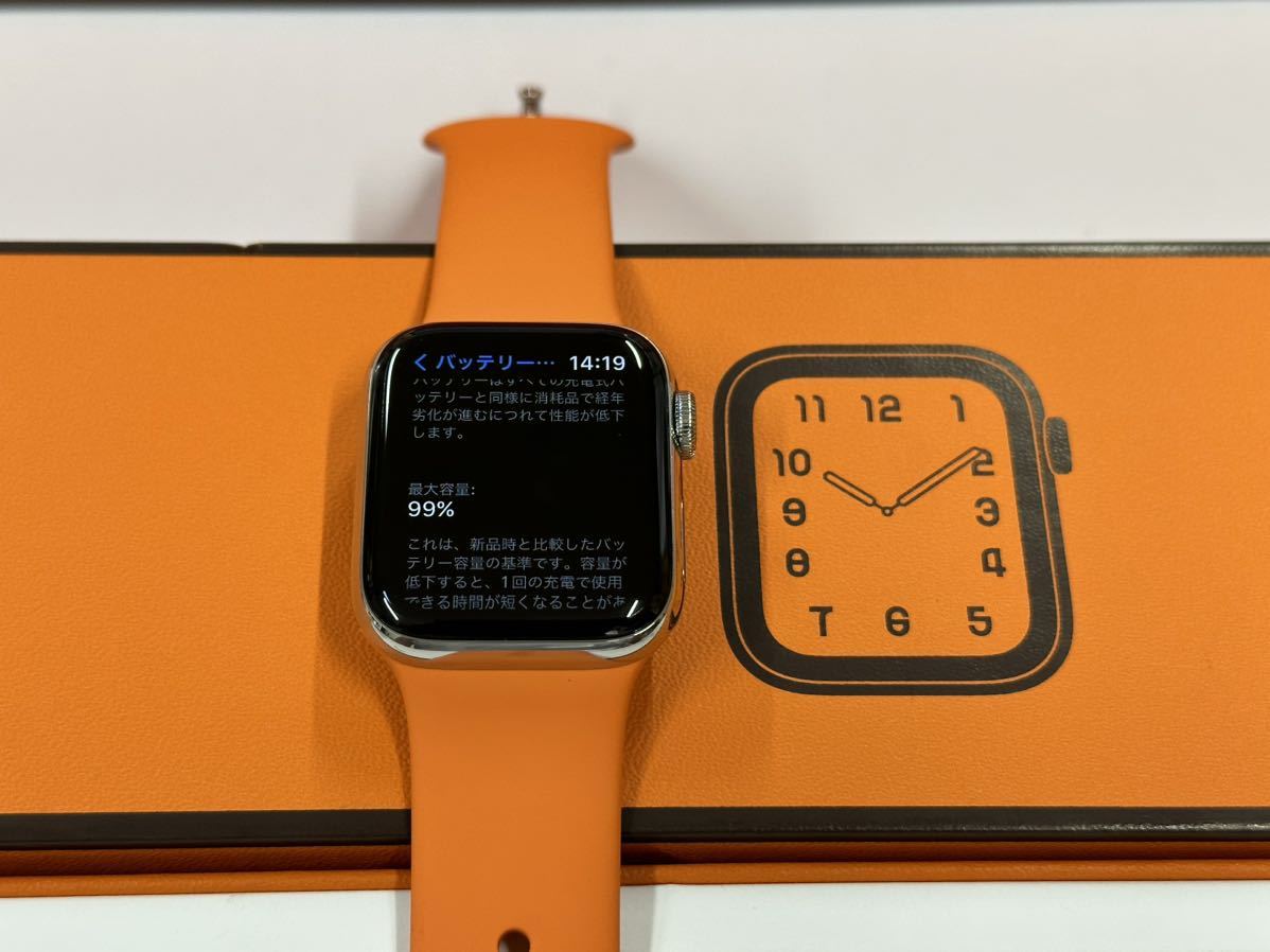 ☆即決 美品 Apple watch エルメス シリーズ5 アップルウォッチ HERMES Series5 40mm オレンジスポーツバンド  ステンレス GPS+Cellular 847