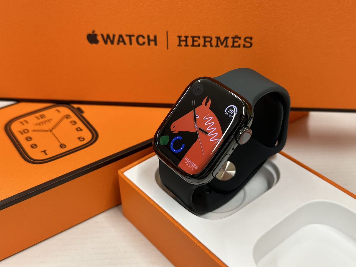 ☆即決 美品 Apple Watch series7 HERMES 41mm アップルウォッチ エルメス GPS+Cellular ブラックステンレス  心電図 黒 シリーズ7 861