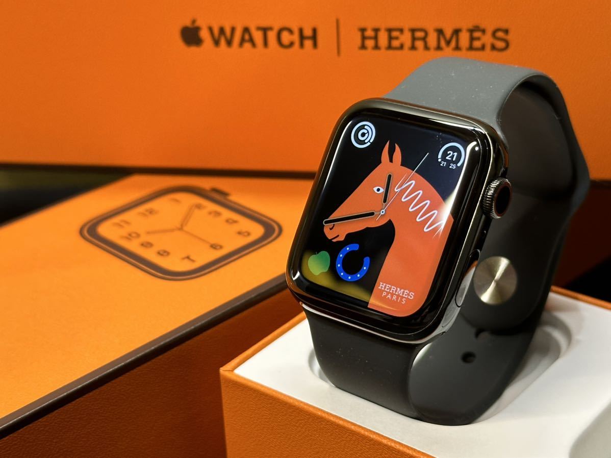★即決 美品 Apple Watch series6 HERMES 44mm ブラック ステンレス アップルウォッチ エルメス 黒  GPS+Cellular 988