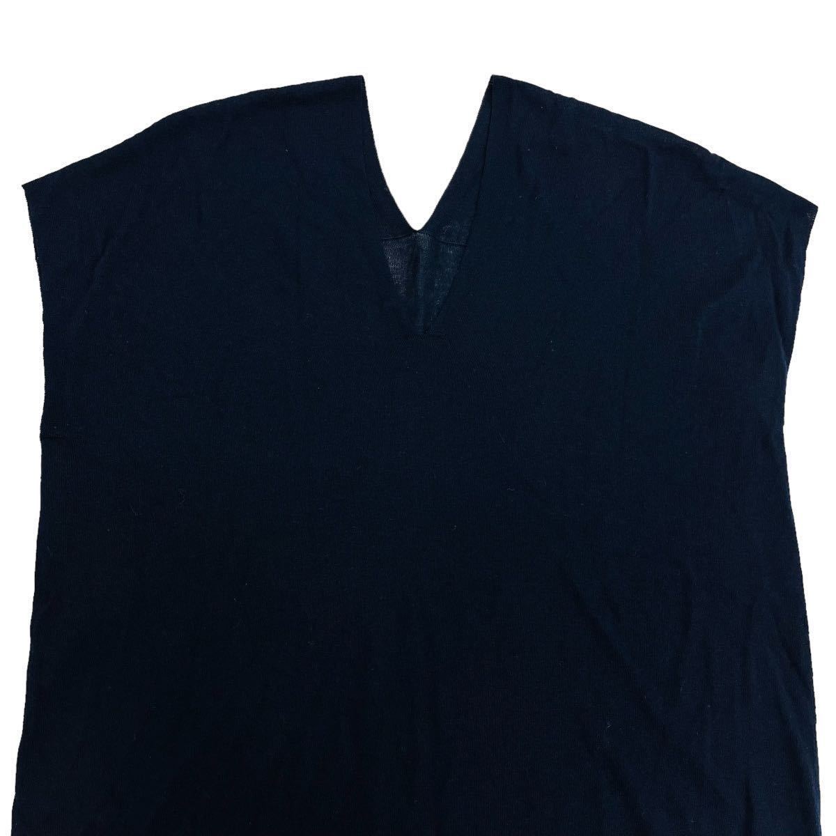 MOGA / Moga lady's no sleeve cut and sewn V neck beautiful . on goods Basic black thin 2 size O-1737