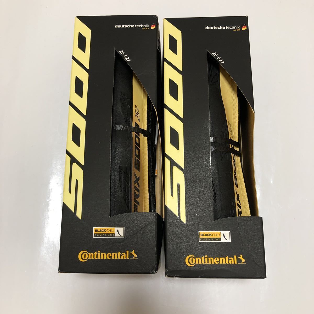 【061未使用】 コンチネンタル Continental GRAND PRIX 5000 25-622(700×25C) クリームサイドカラー 2本セット