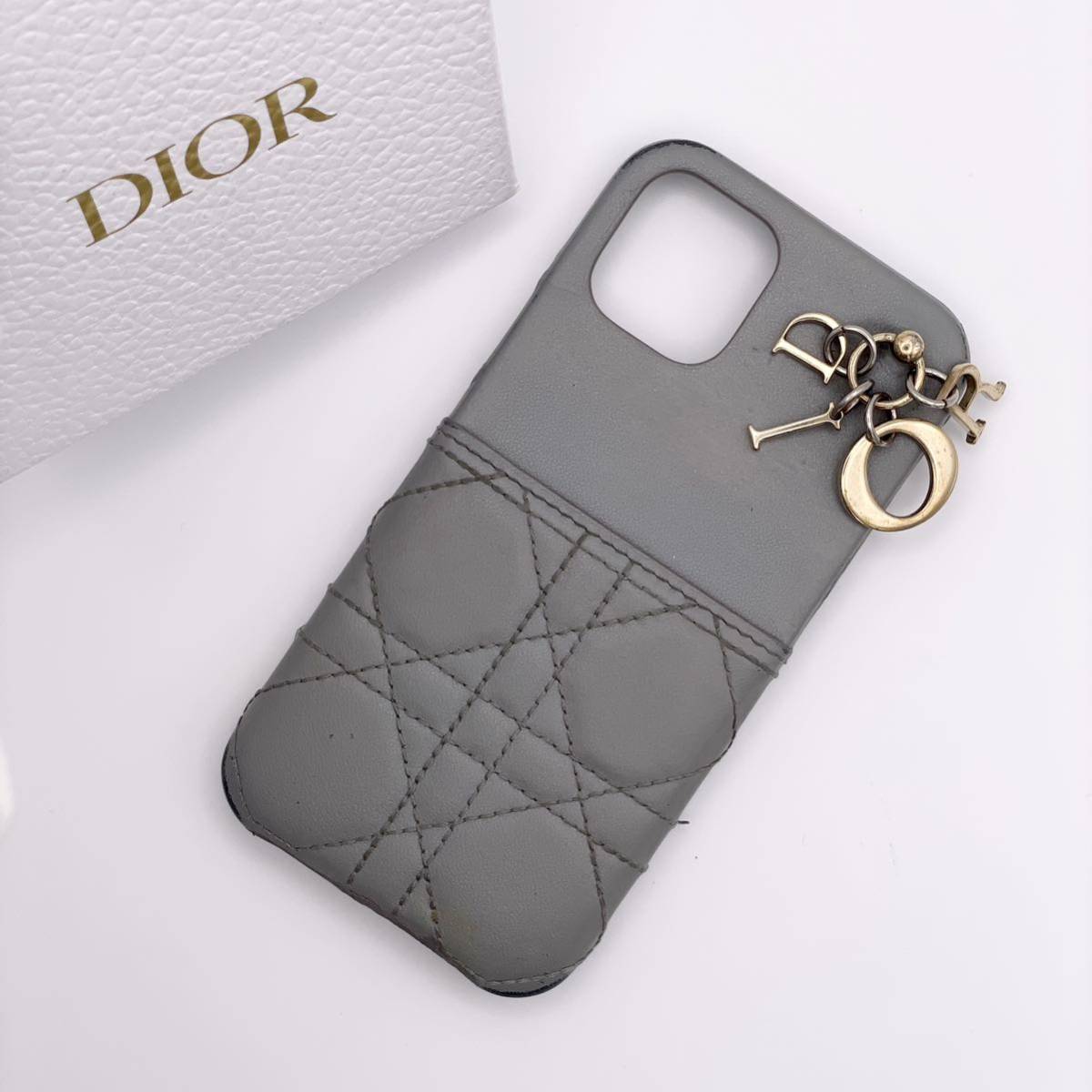 希少 Christian Dior クリスチャンディオール DIOR ディオール iPhone12 12Pro用ケース LadyDior レザー オブリーク