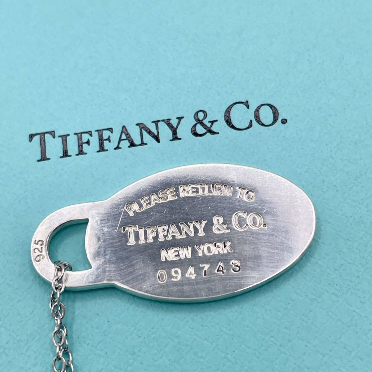 極美品 Tiffany ティファニー オーバルタグ リターントゥ ネックレス チャーム 925 シルバー チェーン スターリングシルバー