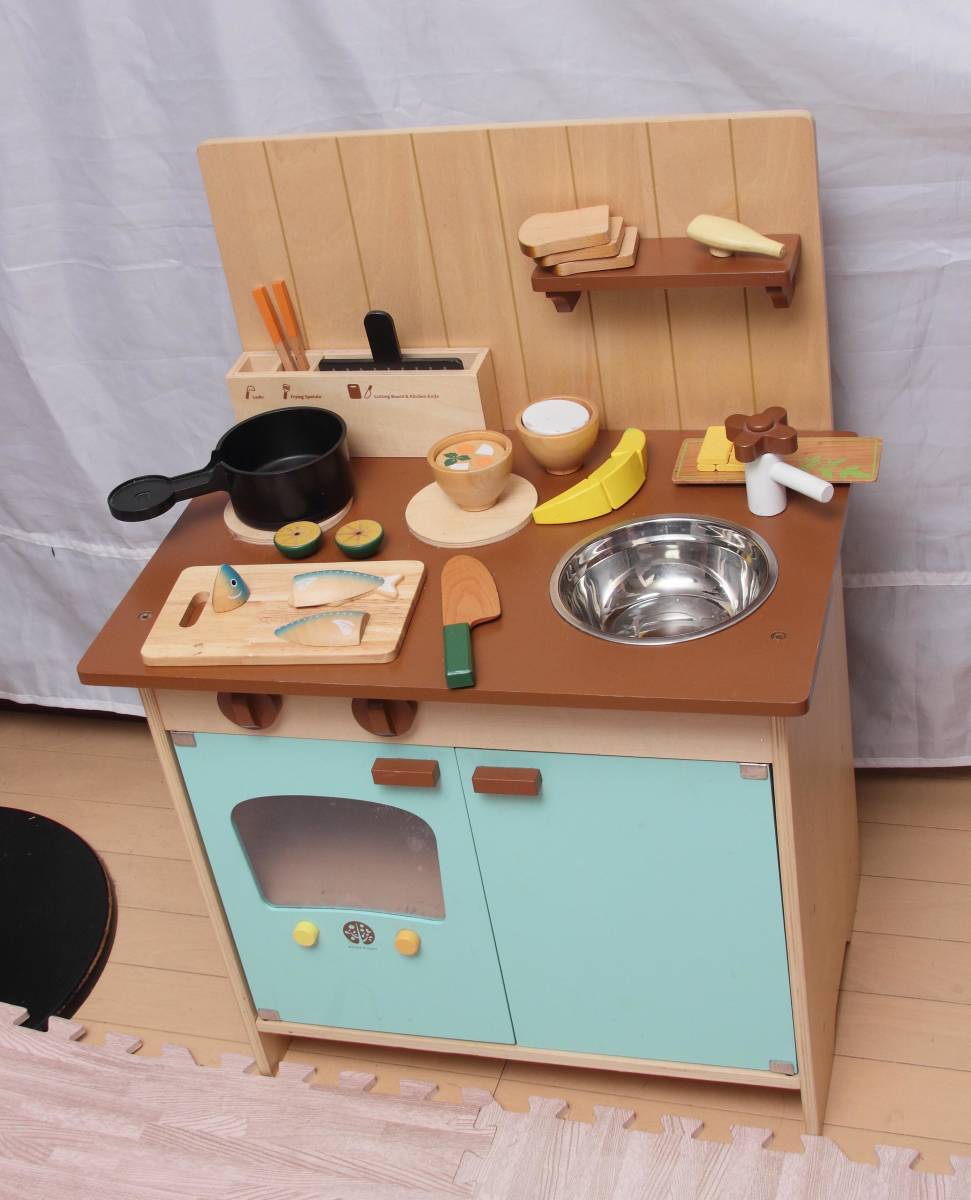 本格的木製キッチン　ＷＯＯＤＹ　ＰＵＤＤＹ　おままごと道具　手渡し大歓迎　高島屋_画像1