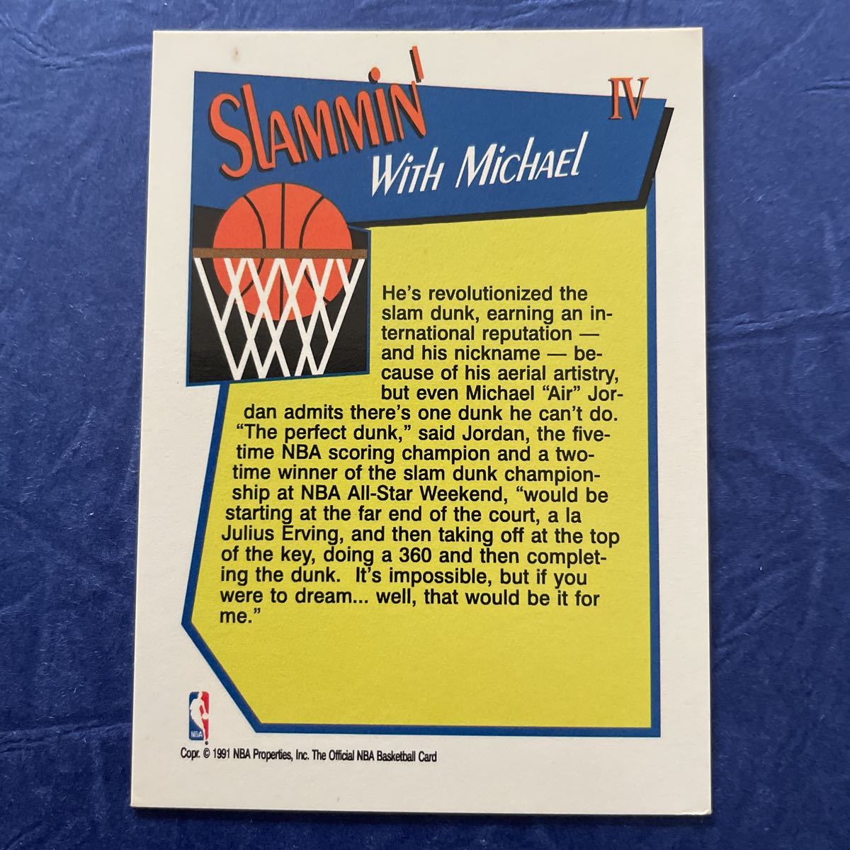 Michael Jordan*1991-92 Hoops Slam Dunk #4*NBA HOF LEGEND*Chicago Bulls* Michael * Jordan * Vintage карта * очень редкий * баскетбол 