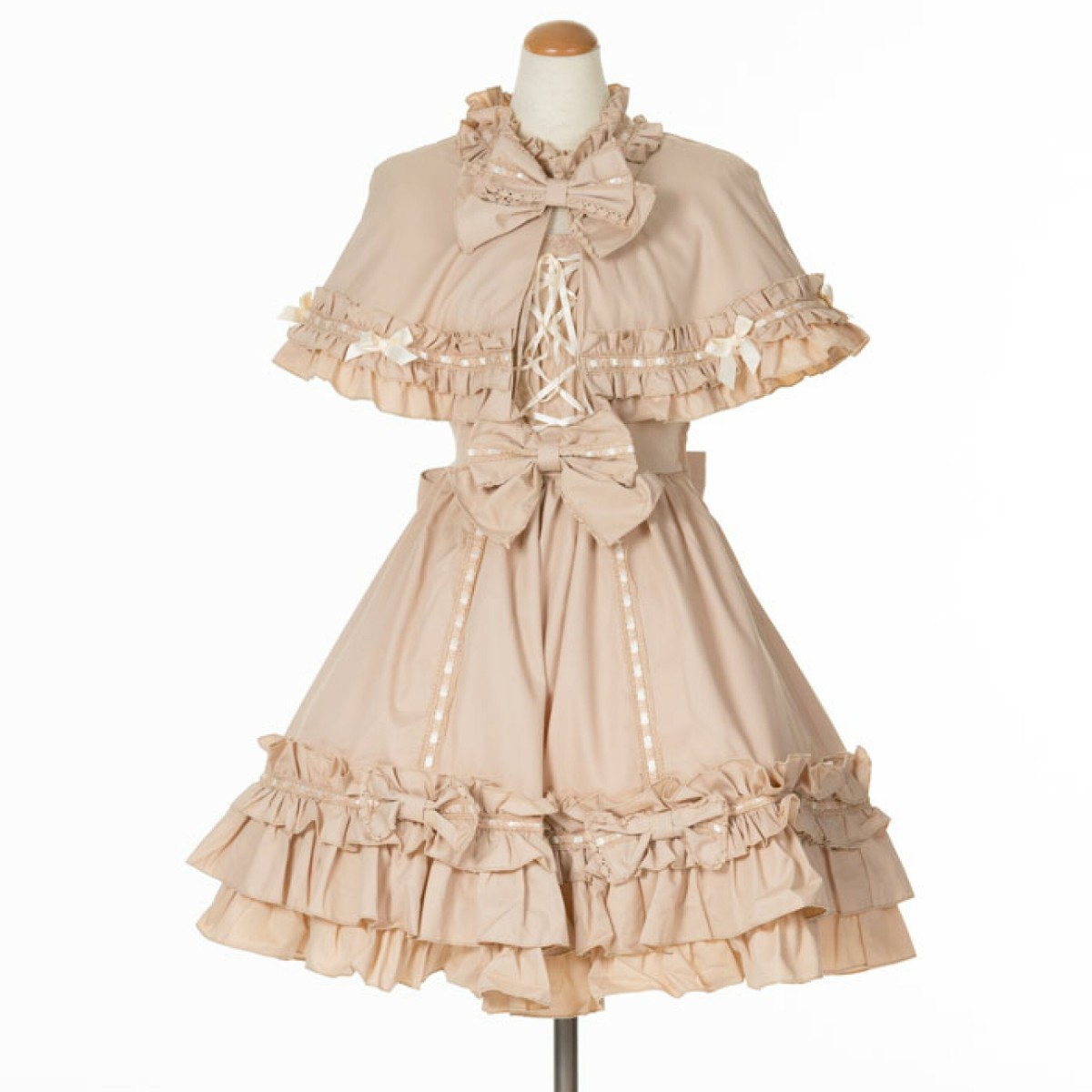 ボディライン BODYLINE ケープ付 ロリータワンピース ベージュ ボディライン BODYLINE ケープ付 ロリータワンピース ベージュ