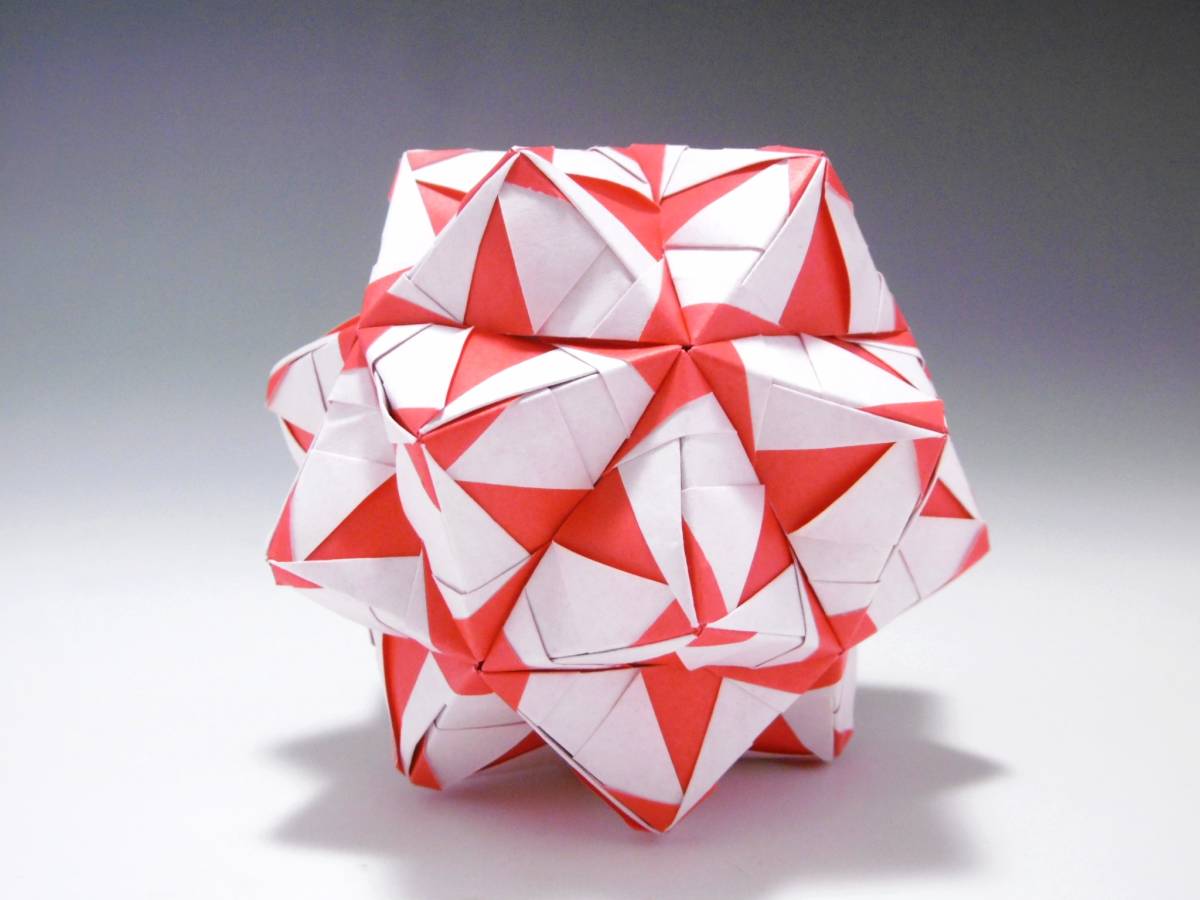 くす玉　30枚組　折り紙　ユニット　O-7　赤色　kusudama　origami　ハンドメイド_画像2
