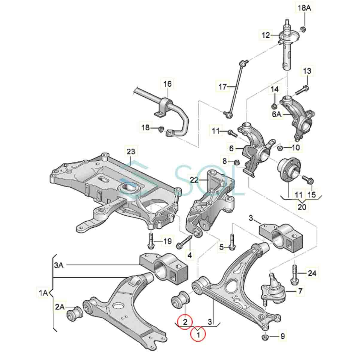 VW イオス(1F7 1F8) ゴルフプラス＋(5M1 521) ゴルフ5(1K1 1K5) フロント ロアアーム 左右セット 1K0407151AC 1K0407152AC 1K0407151M_画像2